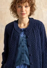 “Eternity” cardigan knitted from a lambswool blend - indigo