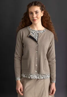 Strickjacke aus Bio-/Recycling-Baumwolle - taupe-melange