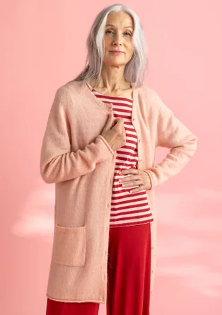 Gilet long en laine/coton/alpaga - marbre rose