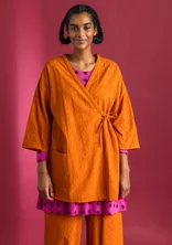 Kimono tissé en tissu ratière de coton biologique - henné