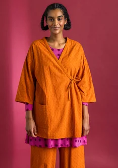 Woven kimono in organic cotton dobby - henna
