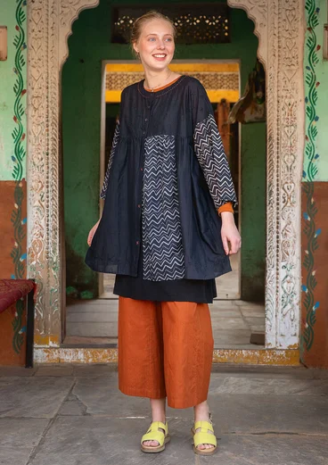 “Sanganeer” woven organic cotton tunic - black