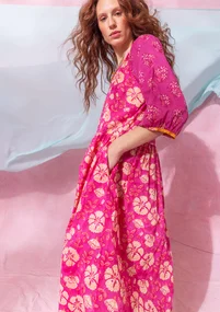 Robe "Malli" en coton biologique tissé - pivoine foncé