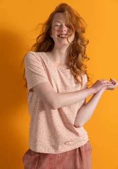 “Theia” organic cotton/elastane jersey top - pale powder pink/patterned
