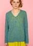 “Luisa” linen/recycled cotton pointelle cardigan (aqua green XXL)