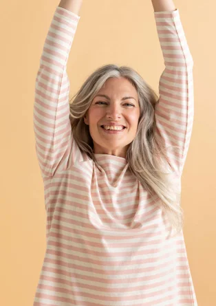 Essential striped top in organic cotton - pink marble/ecru