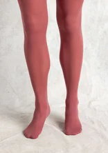 Solid-colored tights in recycled nylon - dusty red