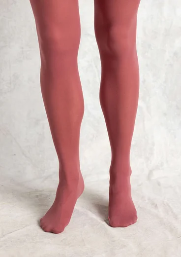 Solid-colour tights made from recycled polyamide - dusty red
