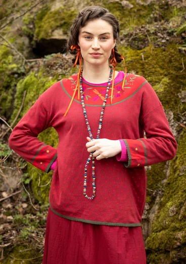 “Maria” organic/recycled cotton sweater - pomegranate