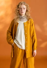 Woven “Asta” artist’s blouse in linen - mustard