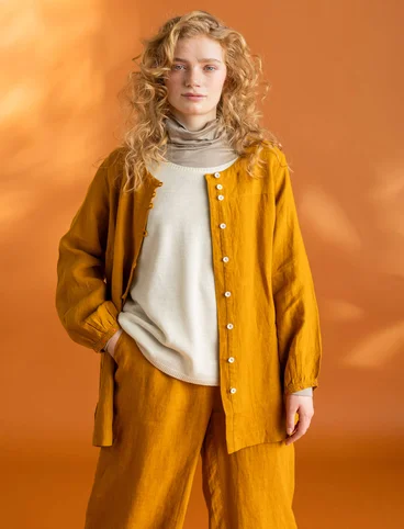 “Asta” woven linen smock blouse - mustard