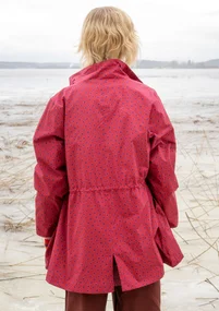 “Lucy” woven parka in organic cotton - cranberry/patterned