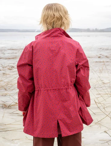 “Lucy” woven parka in organic cotton - cranberry/patterned