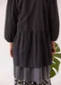 “Thea” woven organic cotton dobby smock blouse (black S)