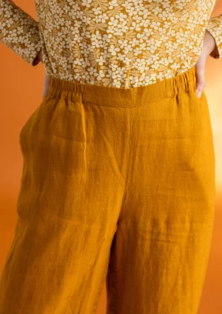 “Asta” woven linen trousers - mustard