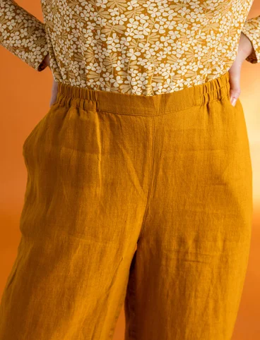 “Asta” woven linen trousers - mustard