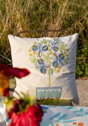 “Lemon tree” organic cotton cushion cover - sea blue