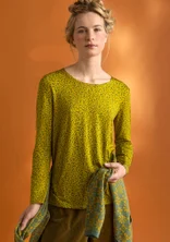 “Helga” jersey top in lyocell/spandex - olive oil/patterned