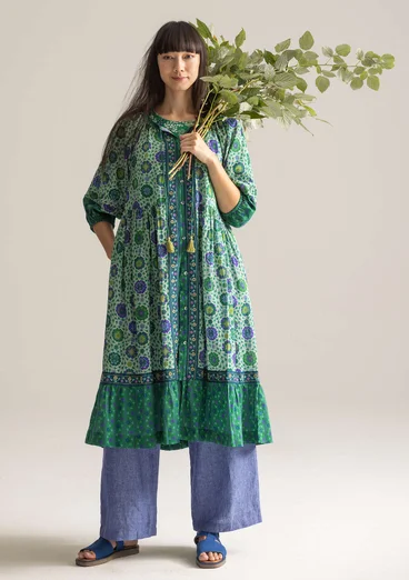 “Suzani” woven dress in organic cotton - mint