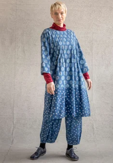 “Clay” woven dress in organic cotton - indigo