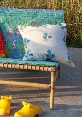 “Lemon tree” organic cotton cushion cover - sea blue