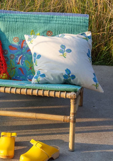 “Lemon Tree” cushion cover in organic cotton - sea blue