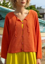 Cardigan in linen/organic cotton - grapefruit