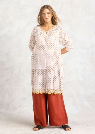 Woven dress in organic cotton - light ecru