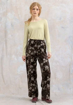 “Cornus” velour pants in organic cotton/recycled polyester - dark chokolate