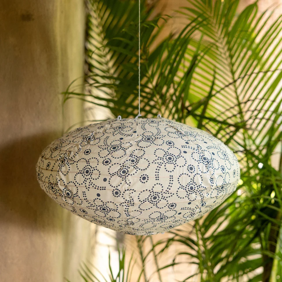 “Peru” lampshade in organic cotton - indigo