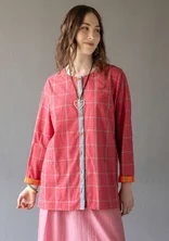 “Karur” checked blouse in organic cotton - flamingo