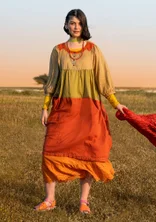 Vævet kjole "Desert" i økologisk bomuld - ockra