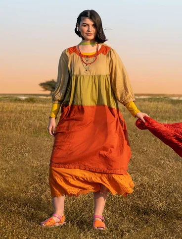 "Desert" woven organic cotton dress - ochre