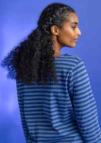 Striped essential top in organic cotton - indigo blue/flax blue