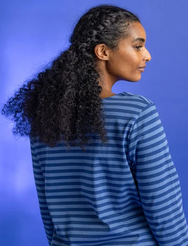 Essential striped top in organic cotton - indigo blue/flax blue