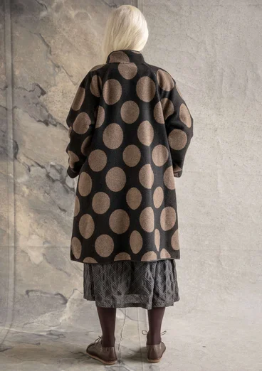 “Stone” woven coat in a wool blend  - black