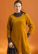 Velour tunic in organic cotton/recycled polyester - curry