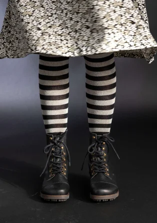 Striped tights in organic cotton - black/ecru