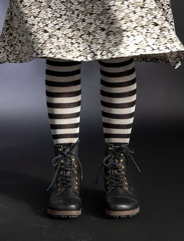 Striped organic cotton tights - black/ecru