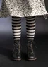 Striped organic cotton tights (black/ecru S/M)