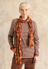 Striped long-sleeved top in organic cotton - aubergine/ginger
