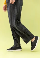 “Thea” woven pants in organic cotton dobby - black