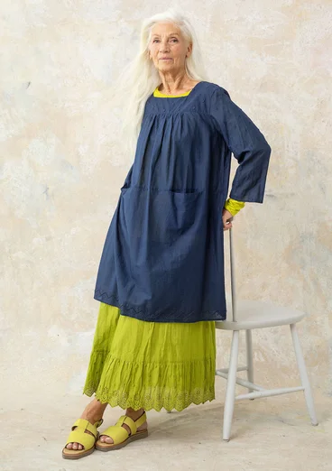 Woven dress in organic cotton - dark indigo