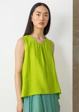 Woven linen tank top - tropical green