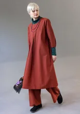 “Elin” dotted/solid-colour viscose/linen dress - rust