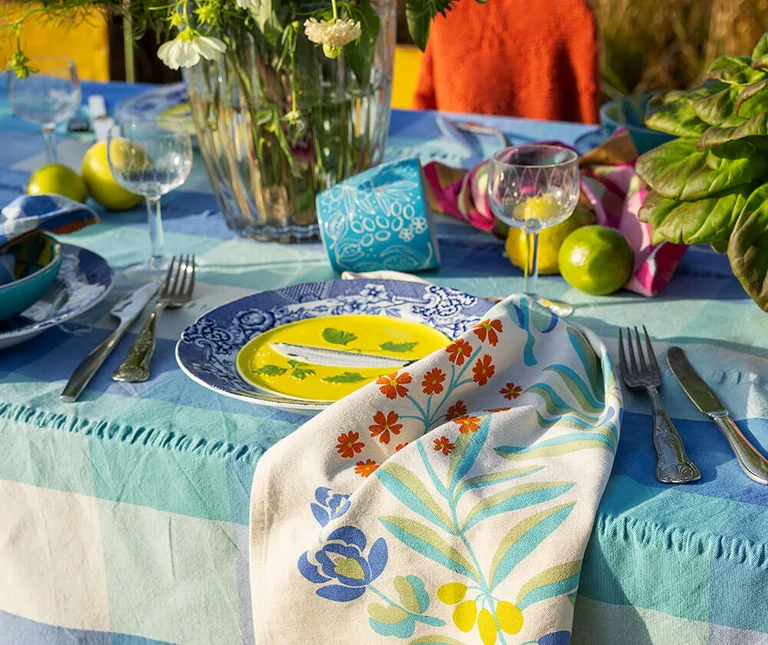  A table set with decor from Gudrun Sjödén’s Home collection. 