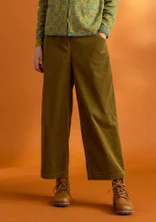 Pantalon en velours côtelé de coton/élasthanne - olive foncé