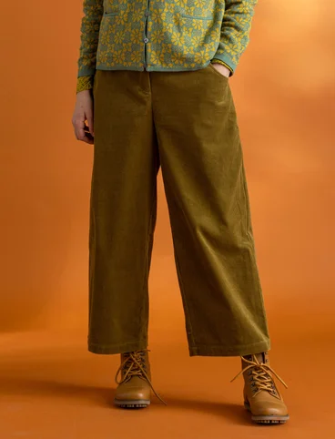 Pantalon en velours côtelé de coton/élasthanne - olive foncé