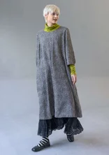 “Elin” dotted/solid-colour viscose/linen dress - black/patterned