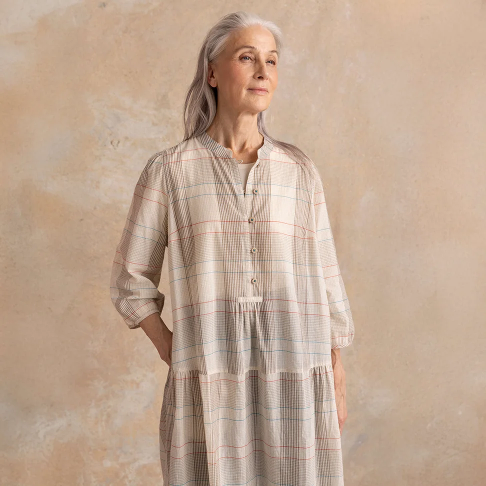 “Nora” woven dress in organic cotton - natural